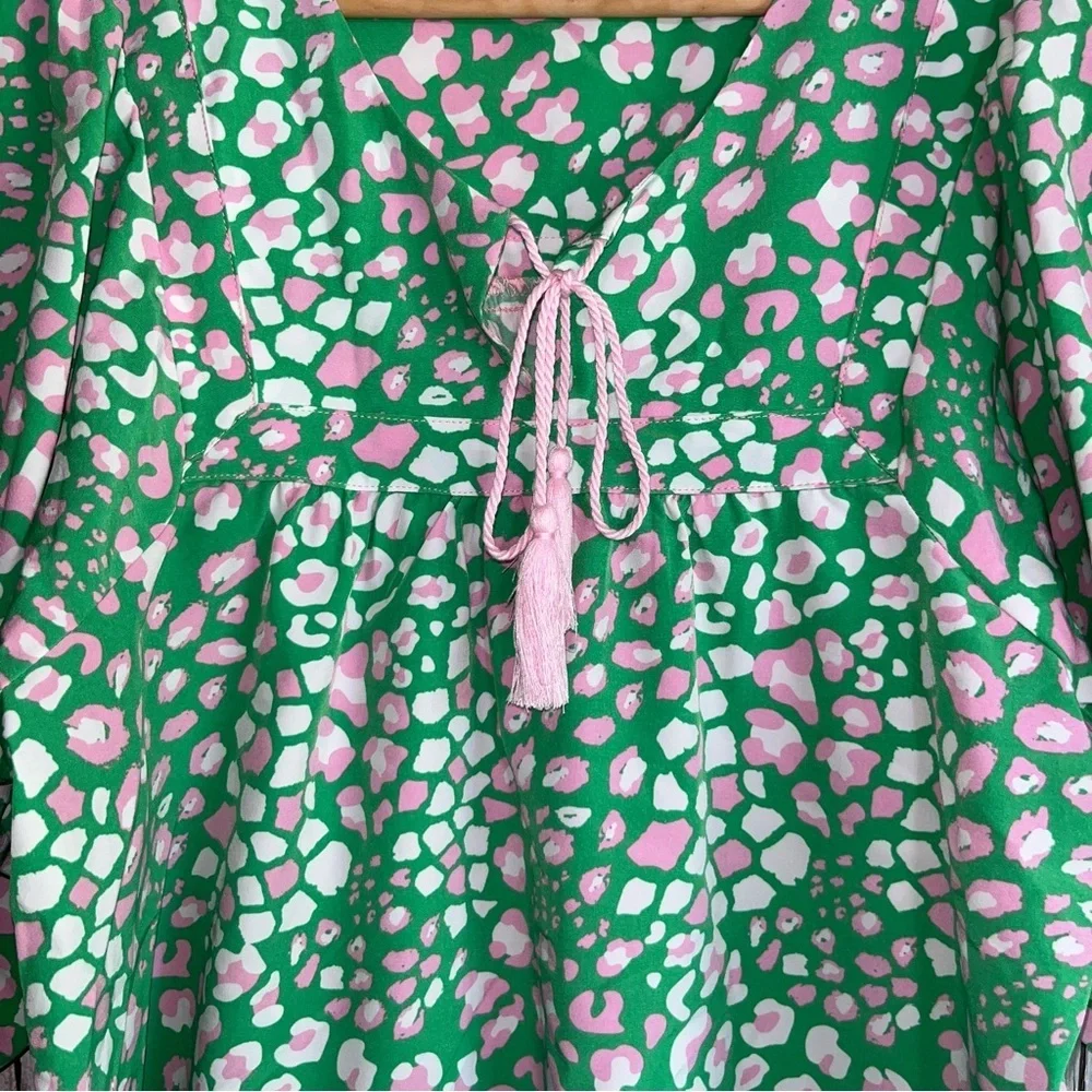 Michelle McDowell Green Leopard Blouse - Picture 5 of 6